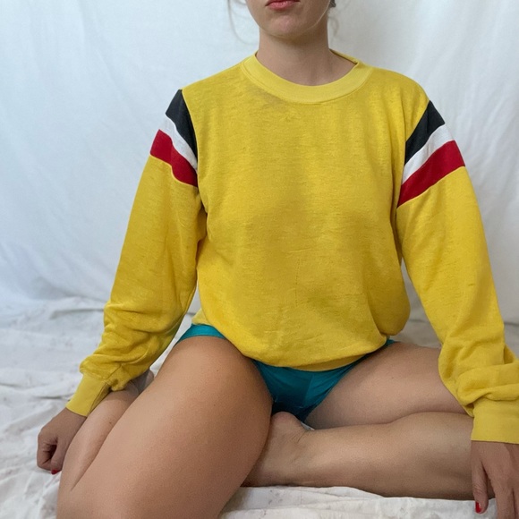 Vintage Canary Yellow Threadbare Sweatshirt - Picture 9 of 13